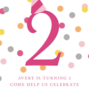 "Confetti Fun" - Children's Birthday Party Invitations in Hot Pink by Pretty Girl Designs - Detail