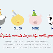 "Barnyard Crew" - Children's Birthday Party Invitations in Sky by Leslie Ann Jones - Detail