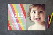 "Circus Stripes" - Children's Birthday Party Invitations in Rainbow by SimpleTe Design - Front