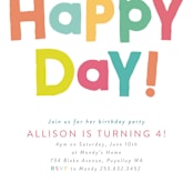 "Happy Day" - Children's Birthday Party Invitations in Dandelion by Itsy Belle Studio - Detail