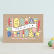 "Colorblock" - Children's Birthday Party Invitations in Kraft by Laura Hankins - Front