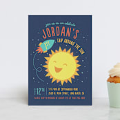 "Around the Sun" - Children's Birthday Party Invitations in Midnight by Cat Caudillo - Front