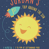 "Around the Sun" - Children's Birthday Party Invitations in Midnight by Cat Caudillo - Detail