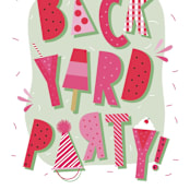 "Backyard Party" - Children's Birthday Party Invitations in Watermelon by Tatiana Nogueiras - Detail