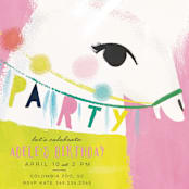 "Llama Birthday" - Children's Birthday Party Invitations in Watermelon by Lori Wemple - Detail