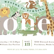 "Jungle One" - Children's Birthday Party Invitations in Jungle by Jennifer Wick - Detail