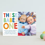 "These Babes" - Children's Birthday Party Invitations in Mint by Baumbirdy - Front