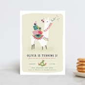 "Party Llama" - Children's Birthday Party Invitations in Coral by Jackie Crawford - Front