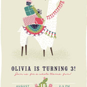 "Party Llama" - Children's Birthday Party Invitations in Coral by Jackie Crawford - Detail