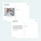 "Animals on parade" - Children's Birthday Party Invitations in Pear by Jennifer Wick - Back of Card Options