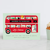 "London Zoo" - Children's Birthday Party Invitations in Mint by Kampai Designs - Front