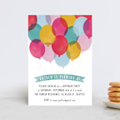 "Birthday Balloons" - Children's Birthday Party Invitations in Teal by Hooray Creative - Front
