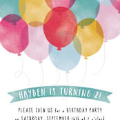 "Birthday Balloons" - Children's Birthday Party Invitations in Teal by Hooray Creative - Detail