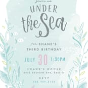 "Under The Sea" - Children's Birthday Party Invitations in Pond by Karidy Walker - Detail