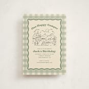 "One Happy Camper" - Children's Birthday Party Invitations in Sage by Creo Study - Front