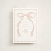 "Fframed Bow" - Children's Birthday Party Invitations in Blush by Baumbirdy - Front