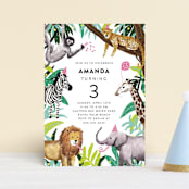 "Jungle Party" - Children's Birthday Party Invitations in Dragon Fruit by Cass Loh - Front