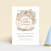 "Little Pumpkin" - Children's Birthday Party Invitations in Peach by Paper Sun Studio - Front