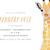 "Baby Animal Giraffe" - Children's Birthday Party Invitations in Marigold by Cass Loh - Detail