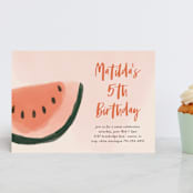 "Watermelon" - Children's Birthday Party Invitations in Punch by Morgan Kendall - Front