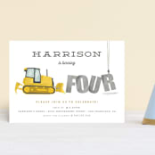 "Bulldozer Bash" - Children's Birthday Party Invitations in Haystack by Joanna Griffin - Front