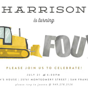 "Bulldozer Bash" - Children's Birthday Party Invitations in Haystack by Joanna Griffin - Detail