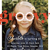 "Let's get groovy" - Children's Birthday Party Invitations in Rose by Hudson meet Rose - Detail