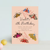 "Night Flight" - Children's Birthday Party Invitations in Blush by Morgan Kendall - Front