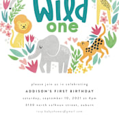 "Jungle Fun" - Children's Birthday Party Invitations in Fuchsia by Jessie Steury - Detail