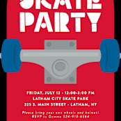 "Skateboard" - Children's Birthday Party Invitations in Siren by Kacey Kendrick Wagner - Detail