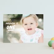 "One is Fun" - Children's Birthday Party Invitations in Marshmellow by Creo Study - Front