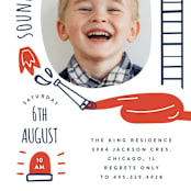 "Little Fire Fighter" - Children's Birthday Party Invitations in Firetruck by Corinne Malesic - Detail
