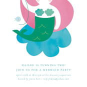 "Mermaid" - Children's Birthday Party Invitations in Aqua by Lori Wemple - Detail