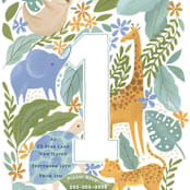 "Jungle Hang outs" - Children's Birthday Party Invitations in Jungle Leaf by Sarah Knight - Detail