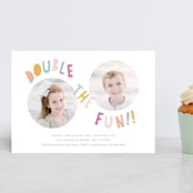 "Double the fun" - Children's Birthday Party Invitations in Sherbet by Creo Study - Front