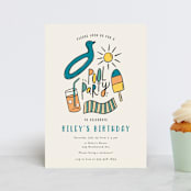 "It's a Pool Party" - Children's Birthday Party Invitations in Poolside by Kristen Knechtel - Front