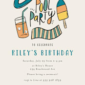 "It's a Pool Party" - Children's Birthday Party Invitations in Poolside by Kristen Knechtel - Detail
