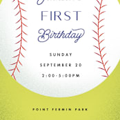 "baseball" - Children's Birthday Party Invitations in Grass by Becky Nimoy - Detail