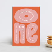 "a big one" - Children's Birthday Party Invitations in Bubble Gum by Jen Owens - Front