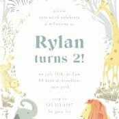 "Jungle Party" - Children's Birthday Party Invitations in Aquamarine by Ana de Sousa - Detail