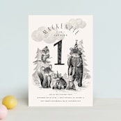 "Forest Friends" - Children's Birthday Party Invitations in Sephia by Anastasia Makarova - Front