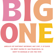 "The Big One" - Children's Birthday Party Invitations in Rose by Baumbirdy - Detail