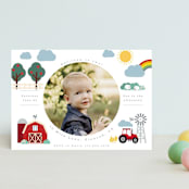 "Down by the farm" - Children's Birthday Party Invitations in Rainbow by Hudson meet Rose - Front