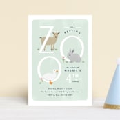 "Petting Zoo Letters" - Children's Birthday Party Invitations in Grass by Carolyn MacLaren - Front