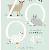 "Petting Zoo Letters" - Children's Birthday Party Invitations in Grass by Carolyn MacLaren - Detail