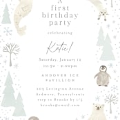 "Arctic friends" - Children's Birthday Party Invitations in Seafoam by Jennifer Wick - Detail