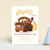 "Disney and Pixar's Tow-riffic Mater" - Children's Birthday Party Invitations in Pearl by Jessie Steury - Front