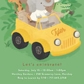 "birthday safari" - Children's Birthday Party Invitations in Grasshopper by Jennifer Wick - Detail