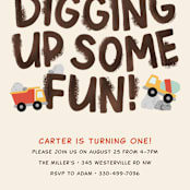 "Digging" - Children's Birthday Party Invitations in Dirt by Megan Cash - Detail