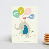 "Happy Elephant" - Children's Birthday Party Invitations in Pebble by Vera Lim - Front